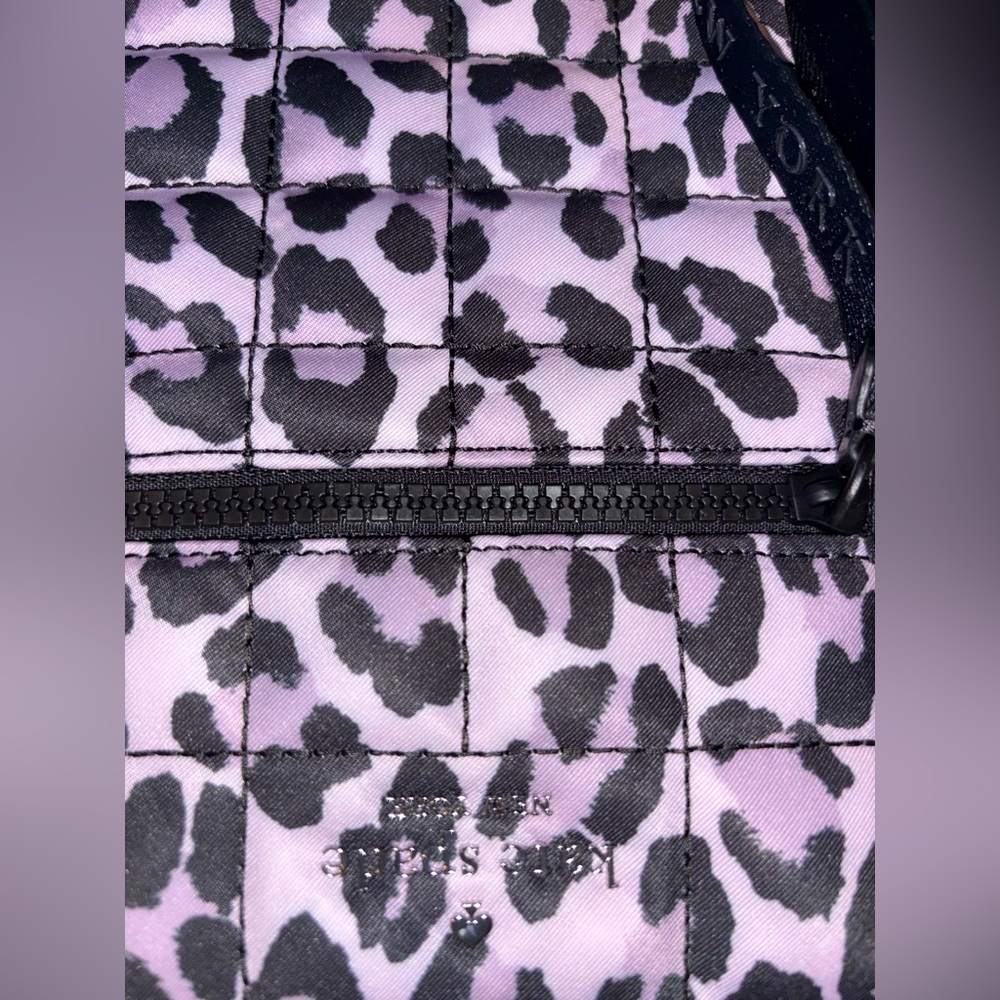 NWT Kate Spade Quilted Leopard Tote Bag – Black/Purple & Pink Tones - Picture 5 of 5